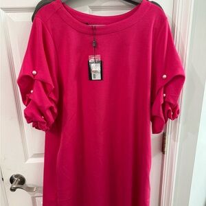 Chic Fuchsia  Dress with Pearl Accents